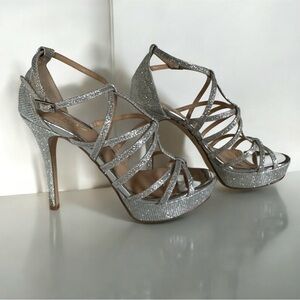 Badgley Mischka Jewel Silver Glitter heels - without Box